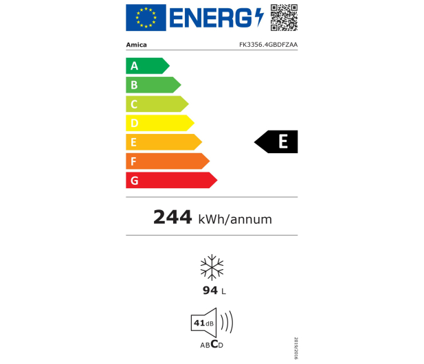 Lodówka Amica FK3356.4GBDFZAA No Frost 185,5cm Czarne Szkło Komora Zero 317L - 574644 - zdjęcie 2